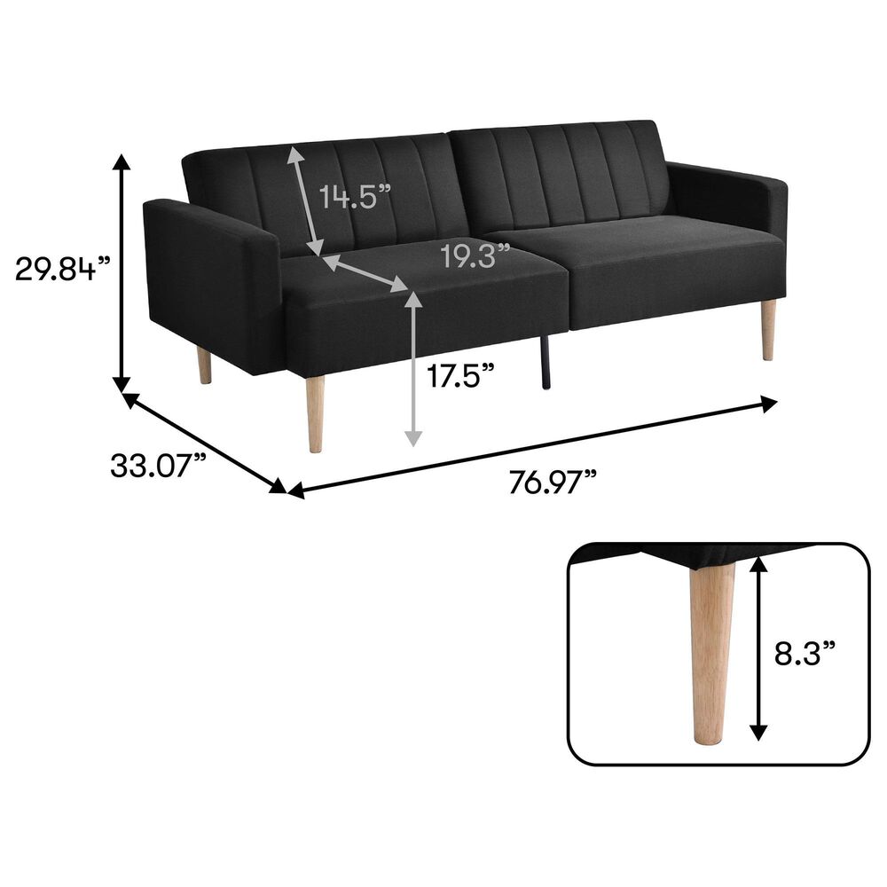Lifestyle Solutions Foxtrox Covertible Sofa in Black Fabric, , large