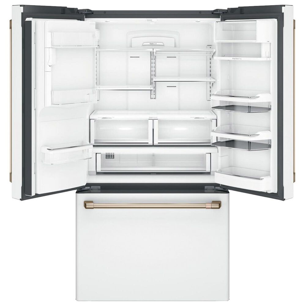Cafe 22.2 Cu. Ft. Counter Depth French Door Refrigerator in Matte White with Brushed Bronze Handle, , large