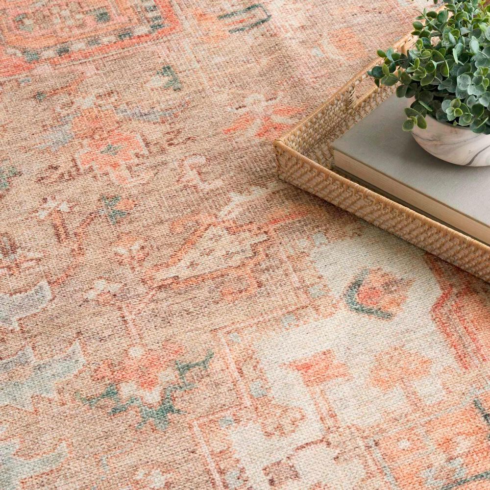 Nourison Vintage Washables Coral and Taupe 4' x 6' Area Rug, , large