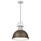Golden Lighting Duncan 1-Light Pendant with Rod and Rubbed Bronze Shade in Pewter, , large