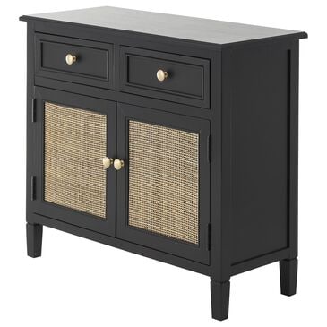 Maple and Jade 2-Drawer Room Cabinet with Rattan Front in Black and Cream, , large
