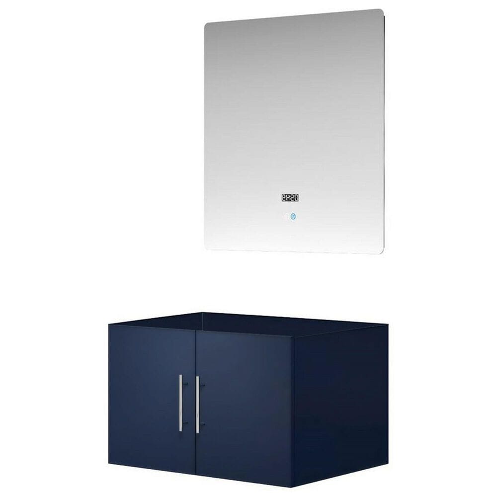 Lexora Home Geneva 30" Single Bathroom Vanity Cabinet Only in Glossy White and 30" LED Mirror, , large