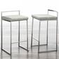 LumiSource Fuji 26" Stacker Counter Stool with Light Grey Cowboy Upholstery in Brushed Stainless Steel (Set of 2), , large