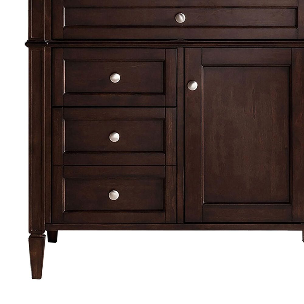 James Martin Vanities Brittany 60&quot; Single Bathroom Vanity in Burnished Mahogany with Single Hole 3 cm White Zeus Quartz Top and Rectangular Sink, , large