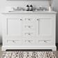 Lexora Home Dukes 48" Double Bathroom Vanity in White with 2 cm White Quartz Top and Rectangular Sinks, , large