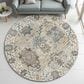 Dalyn Rug Company Silk Road Putty, Ivory, Taupe, Gold, Copper, Blue and Wheat 8" Round Area Rug, , large