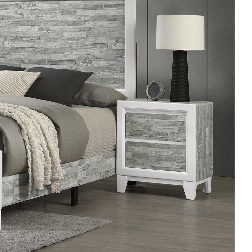 Titanic Furniture Artic 2-Drawer Nightstand in Gray and White, , large