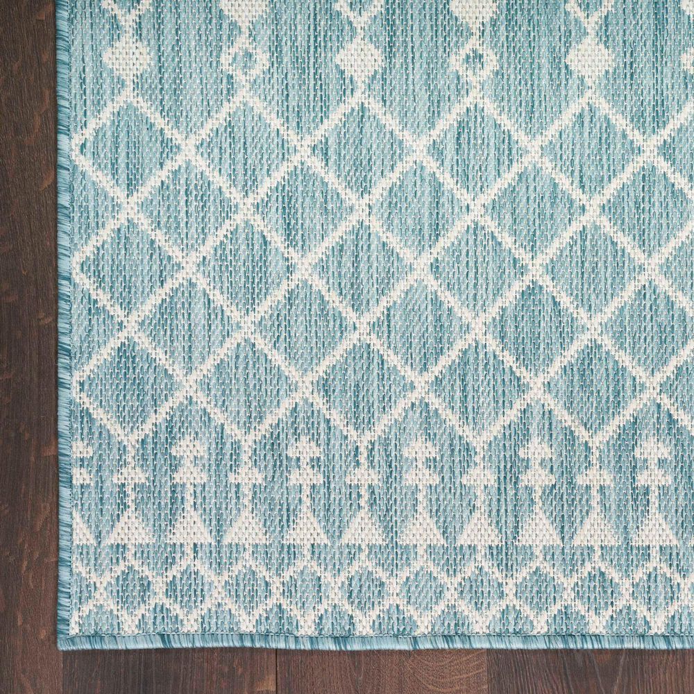 Nourison Positano Southwestern Aqua 9&#39; x 12&#39; Indoor/Outdoor Area Rug, , large