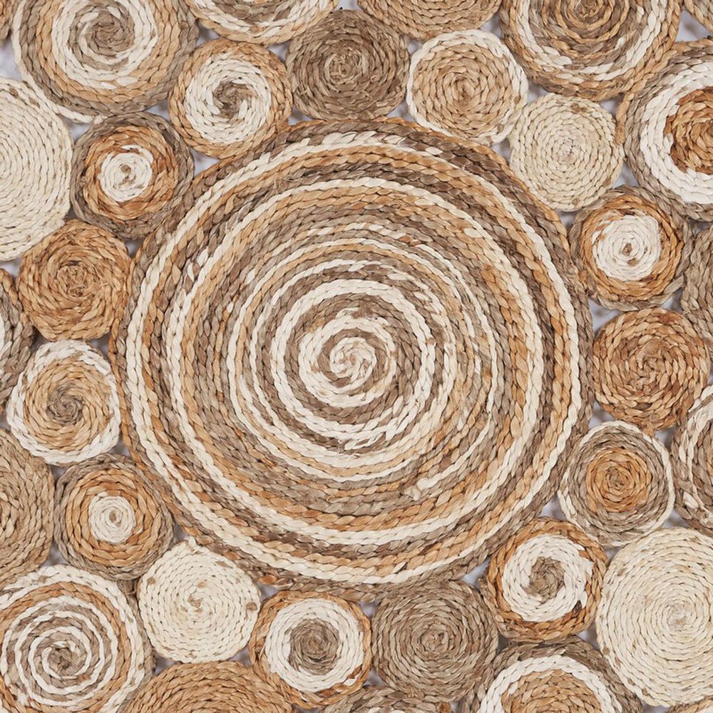 L&amp;R Resources Natural Jute  6&#39; Scalloped Bleach Gray Area Rug, , large