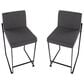 Lumisource Fuji High Back Counter Stool with Charcoal Fabric Cushion in Black (Set of 2), , large