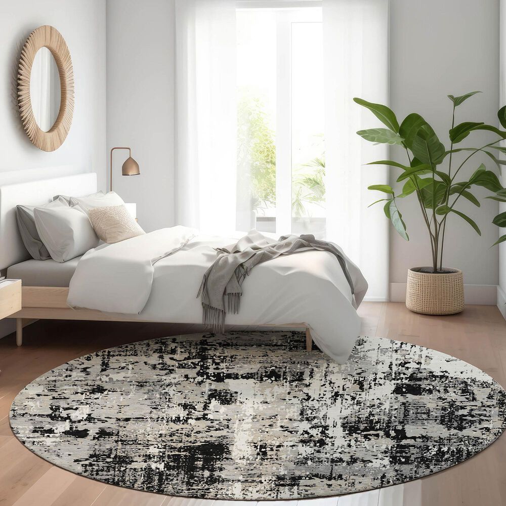 Dalyn Rug Company Kochi KC7 Black 8&#39; Round Area Rug, , large