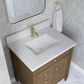 James Martin Brittany 30" Single Bathroom Vanity in Pecan with Single Hole 3 cm White Zeus Silestone Top and Rectangular Sink, , large