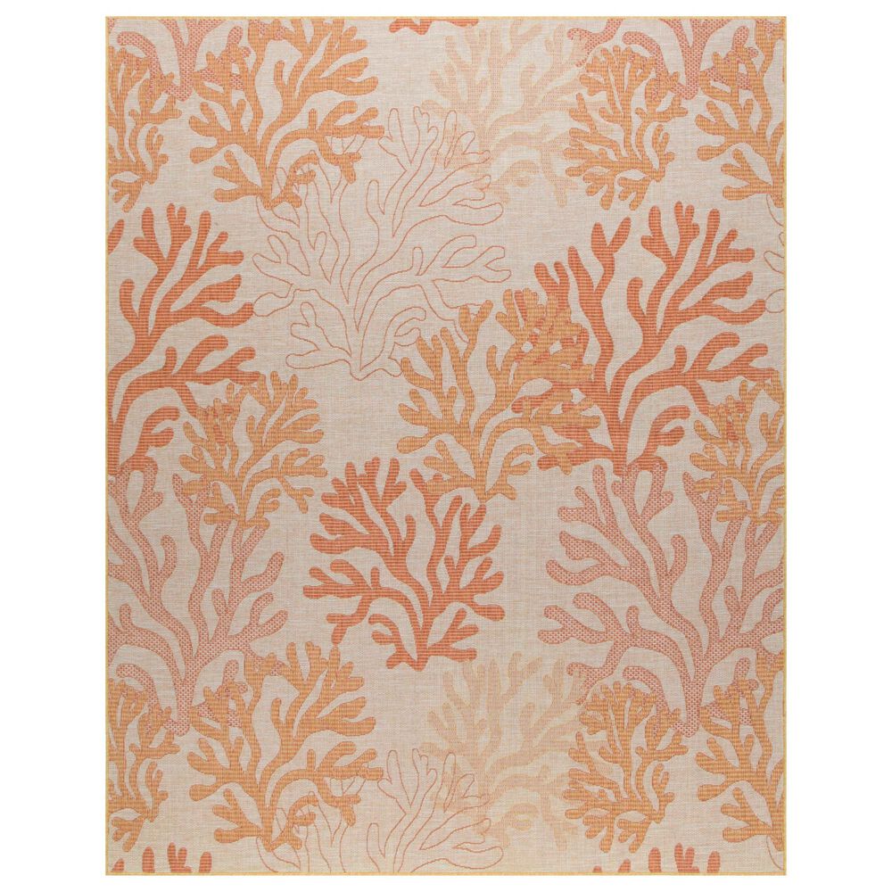 Nourison Garden Oasis Nautical Coral 9" x 12" Indoor/Outdoor Area Rug, , large
