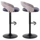 LumiSource Grotto Swivel Barstool with Black Faux Leather Upholstery in Black and Light Grey (Set of 2), , large