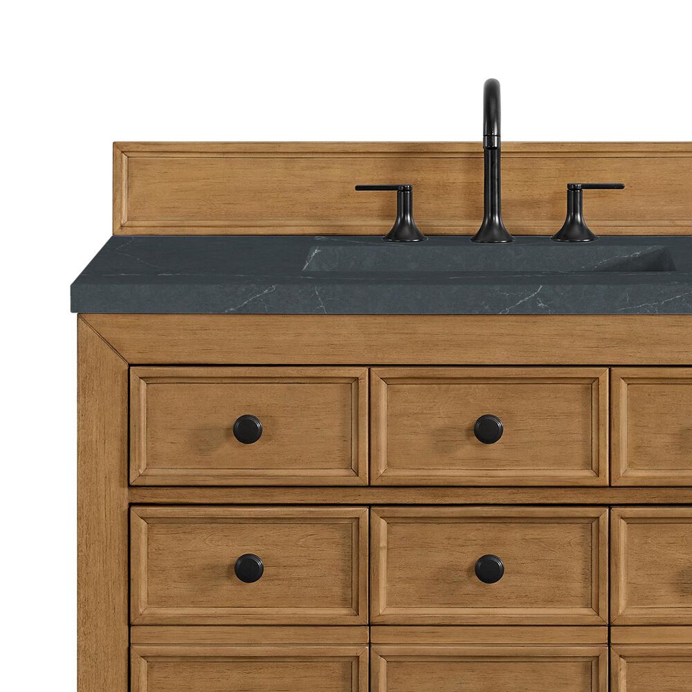 James Martin Malibu 36&quot; Single Bathroom Vanity in Amber Birch with 3 cm Charcoal Soapstone Quartz Top and Rectangular Sink, , large