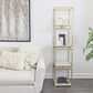 Maple and Jade 4-Shelf Cube Storage Shelving Unit in Satin Gold and White Marble, , large