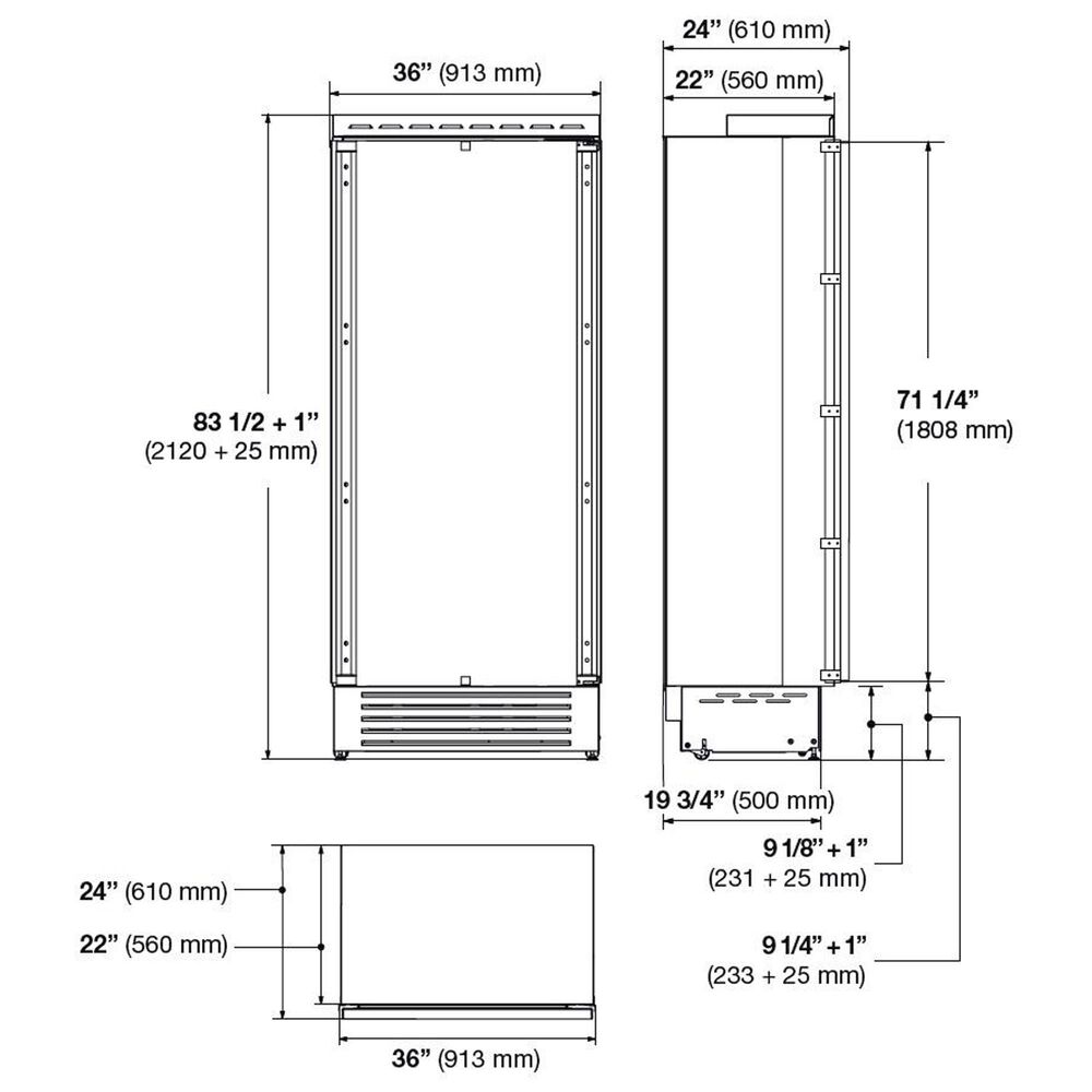 Fulgor Milano 21.54 Cu. Ft. Built-In Column Refrigerator with Left Hinge in Stainless Steel and Panel Ready, , large