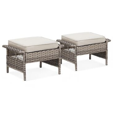 Sunwell Garden Ottoman with Beige Cushion and Widened Armrest in Gray (Set of 2), , large