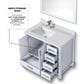Lexora Home Jacques 36" Left Offset Single Bathroom Vanity in White with 2 cm White Quartz Top and Rectangular Sink, , large