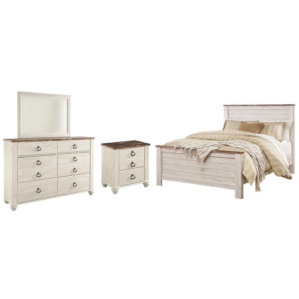 Ashley Willowton 4 Piece King Bedroom Set in Whitewash, , large