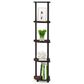 HOMLUX 5-Tier Modern Tall Corner Open Bookshelf in Dark Cherry and Black, , large