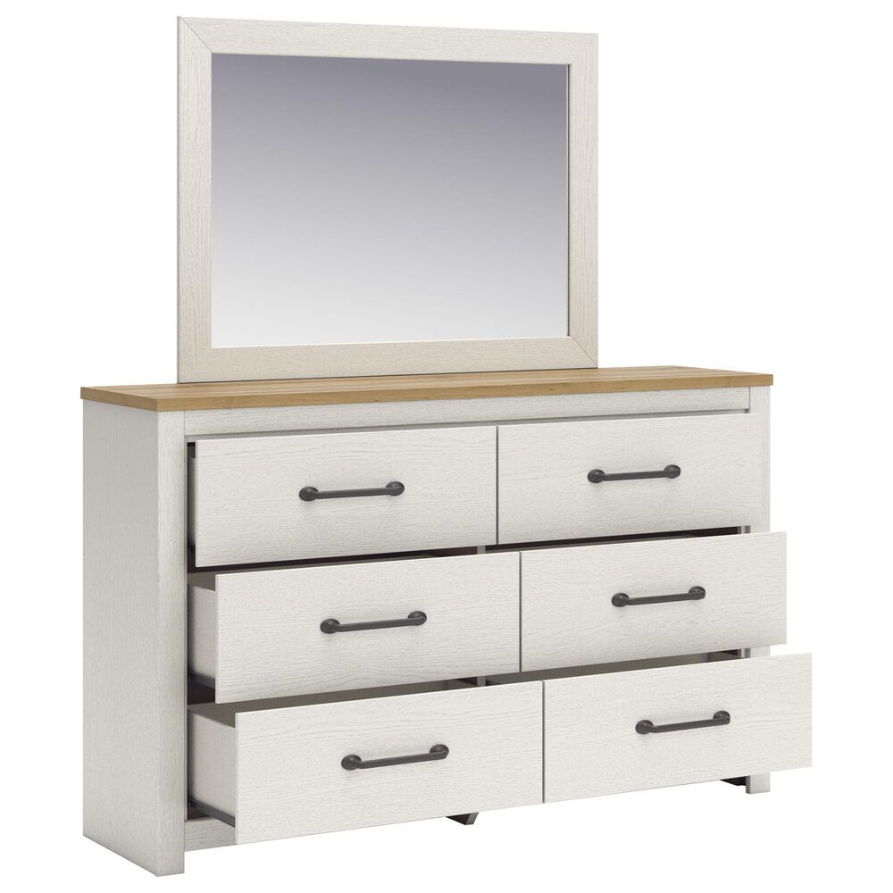 Ashley Linnocreek Dresser and Mirror in White and Warm Brown, , large