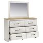 Ashley Linnocreek Dresser and Mirror in White and Warm Brown, , large