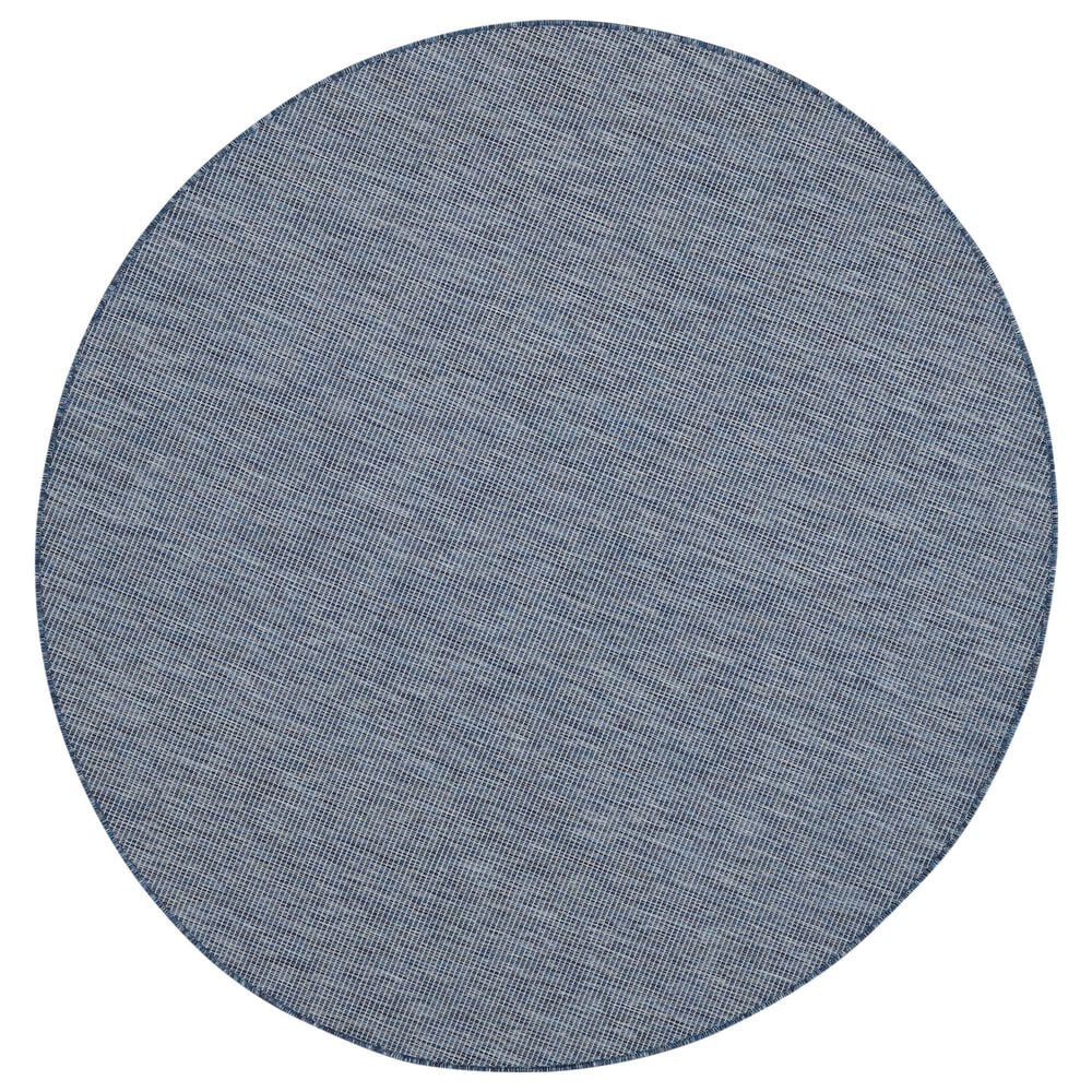 Nourison Positano 8" Round Navy Blue Indoor/Outdoor Area Rug, , large
