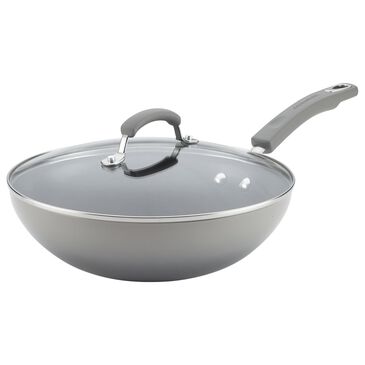 Rachael Ray 11" Nonstick Stir Fry Pan with Glass Lid in Sea Salt Gray, , large
