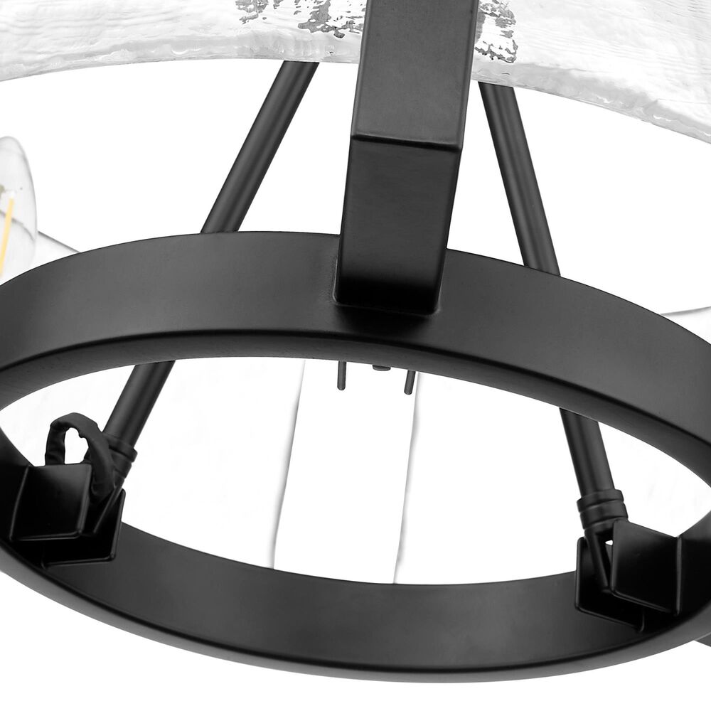 Golden Lighting Aenon 3-Light Wide Chandelier with Hammered Water Glass Shade in Matte Black, , large