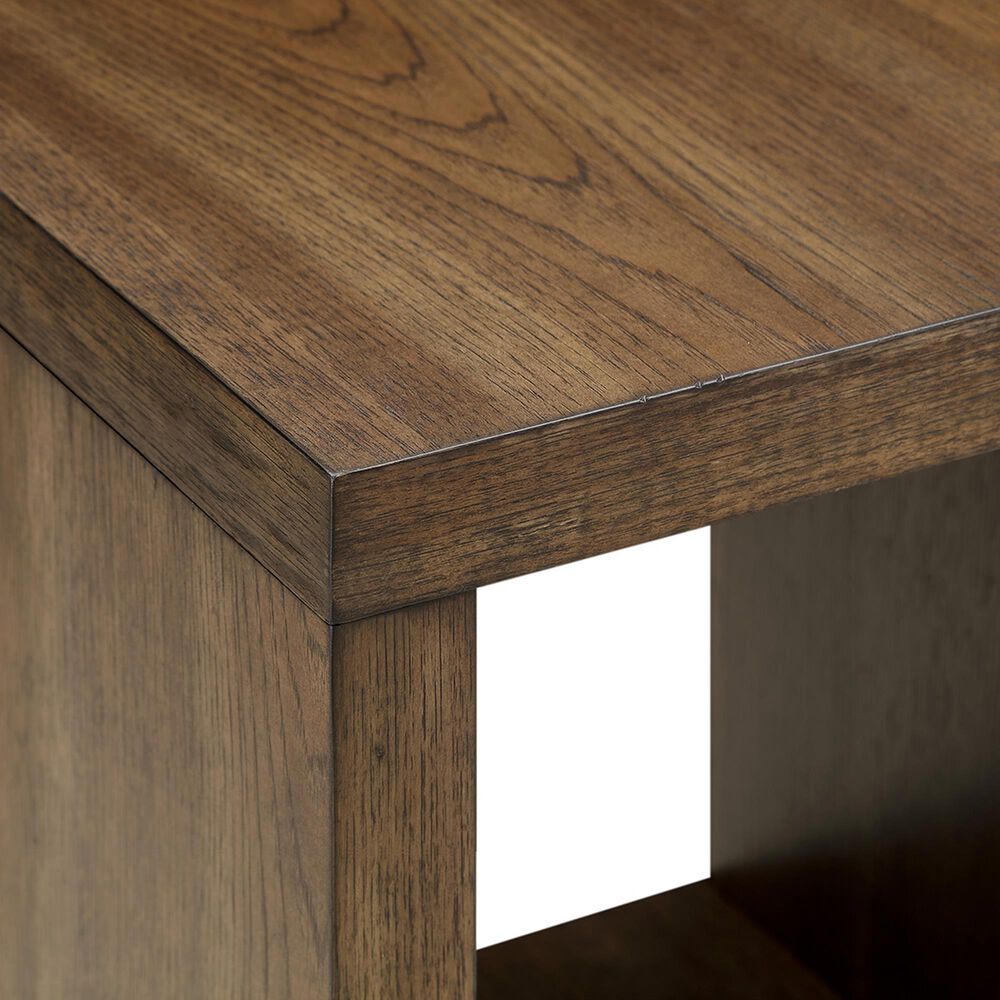 Nicolette Home Baxton Rectangular End Table in Sienna Ridge and Brushed Pewter, , large