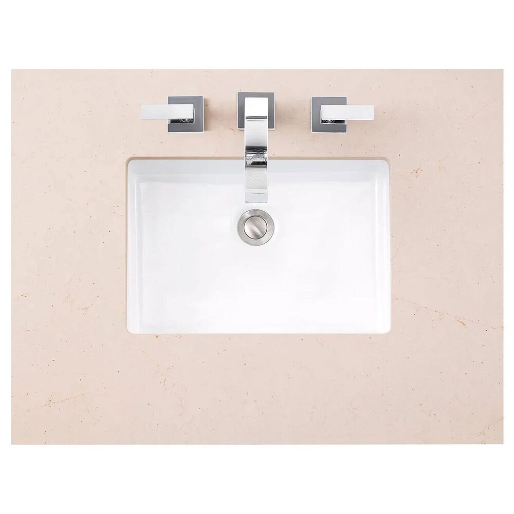 James Martin Vanities Chicago 36&quot; Single Bathroom Vanity in Glossy White with 3 cm Eternal Marfil Quartz Top and Rectangular Sink, , large
