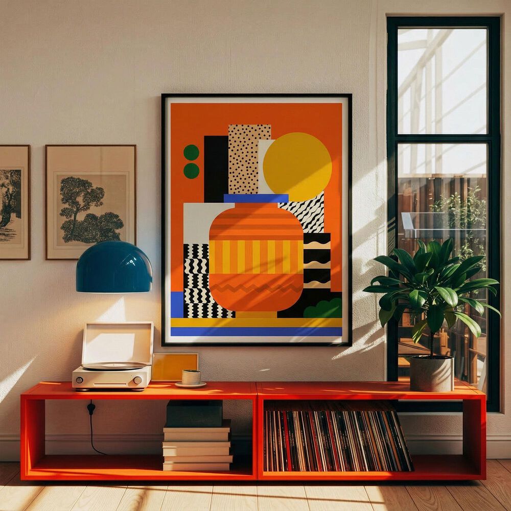 HOMLUX 24" x 18" Geometric Canvas Art in Multicolor, , large