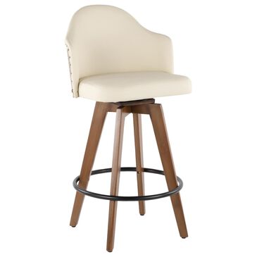 Lumisource Ahoy Swivel Counter Stool with Cream Cushion in Walnut and Black, , large