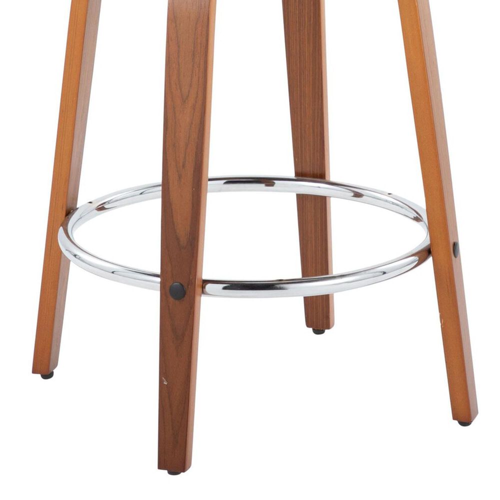 LumiSource Toriano Swivel Counter Stool with Camel Faux Leather Upholstery in Walnut and Chrome (Set of 2), , large