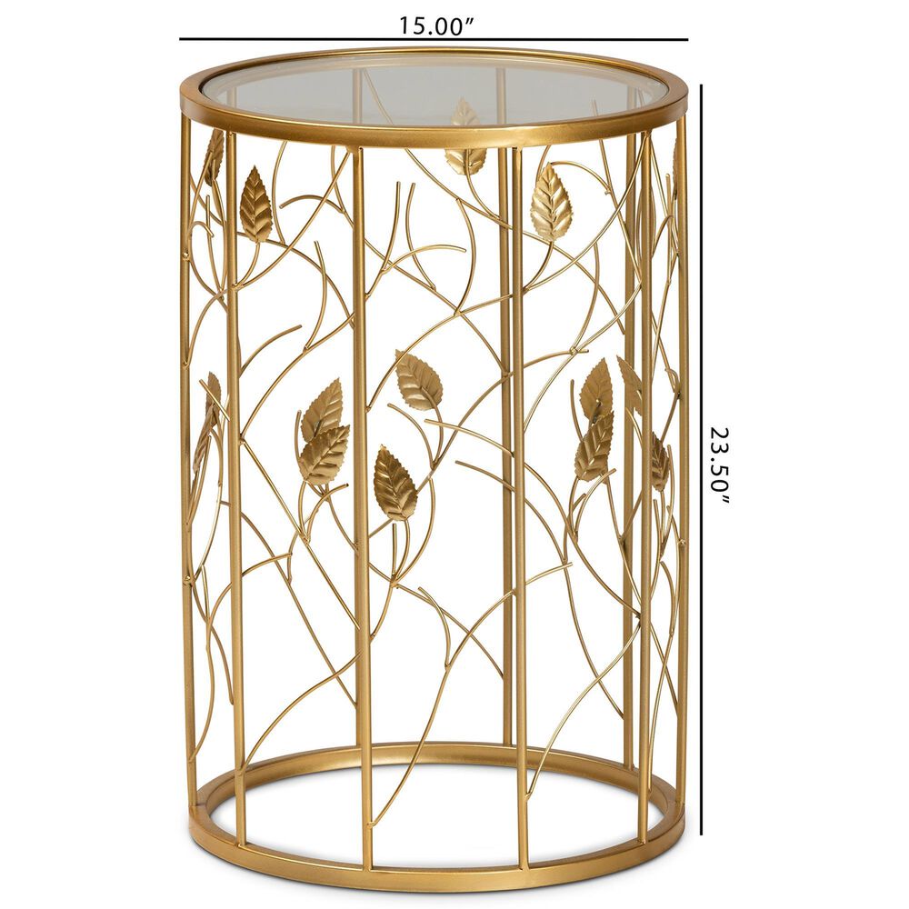 Baxton Studio Anaya End Table in Brushed Gold, , large