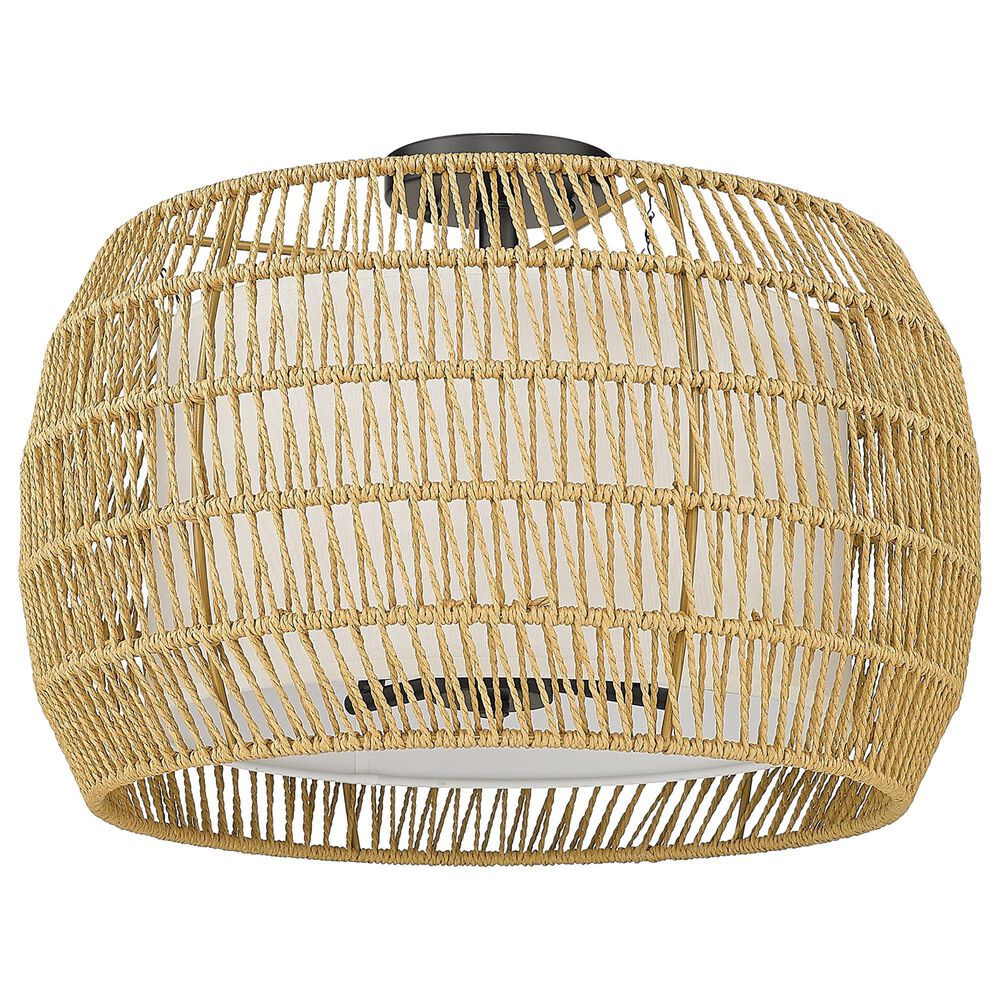 Golden Lighting Everly 4-Light Semi-Flush in Matte Black/Natural Rattan, , large