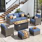 HOMLUX 6-Piece Outdoor Sofa Set in Denim Blue, , large