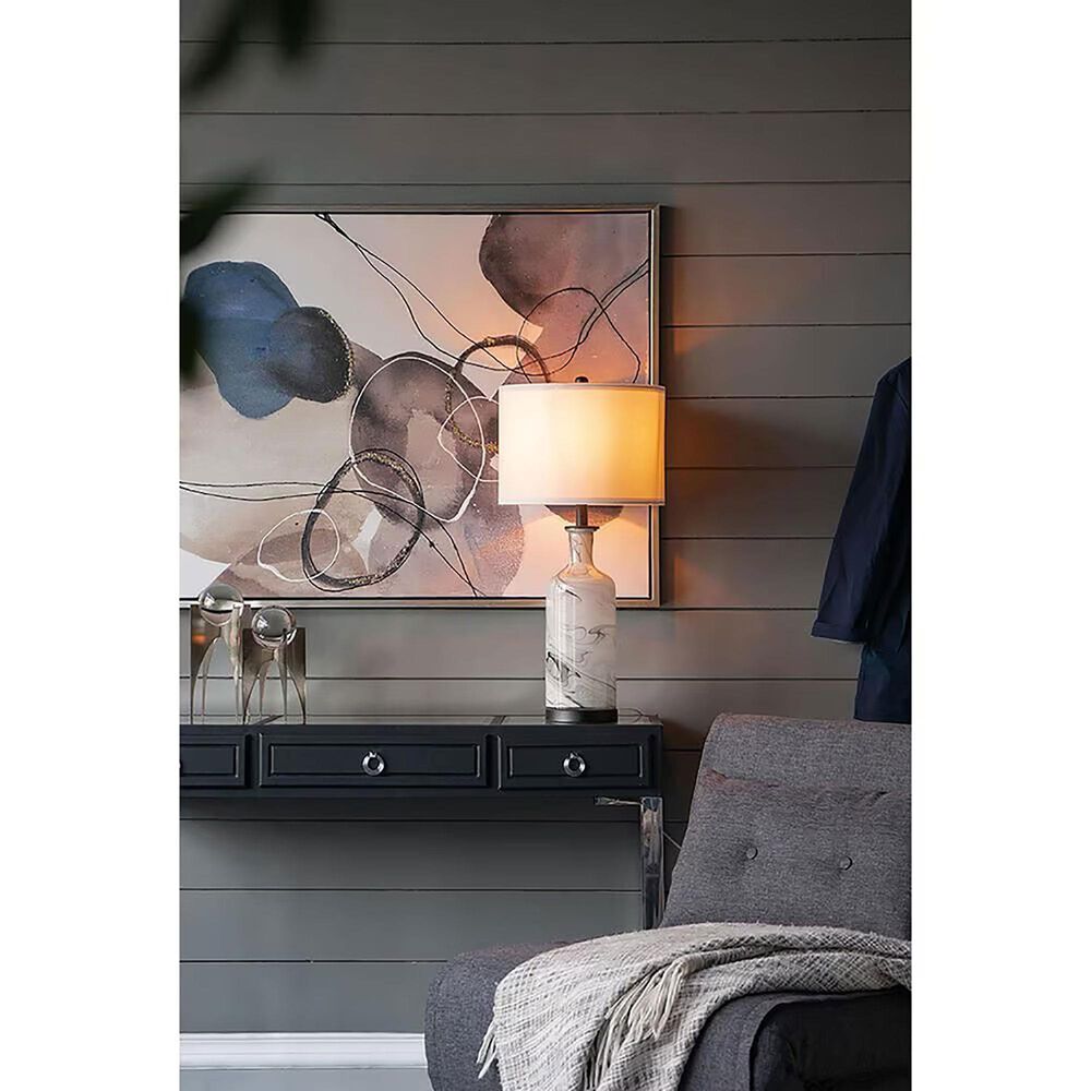 A&amp;B Home Sarris Swirl Table Lamp in Gray and White, , large