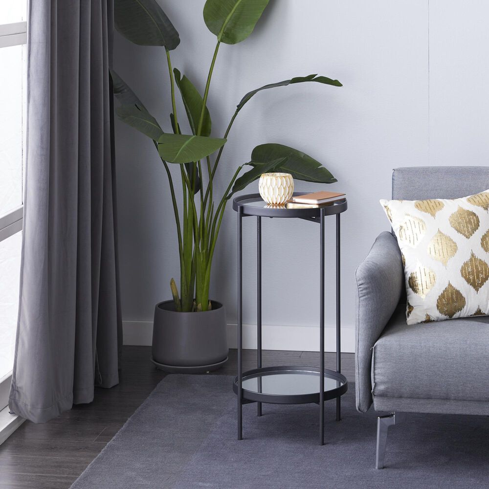 Maple and Jade 28" End Table with Mirrored Glass Top in Black, , large