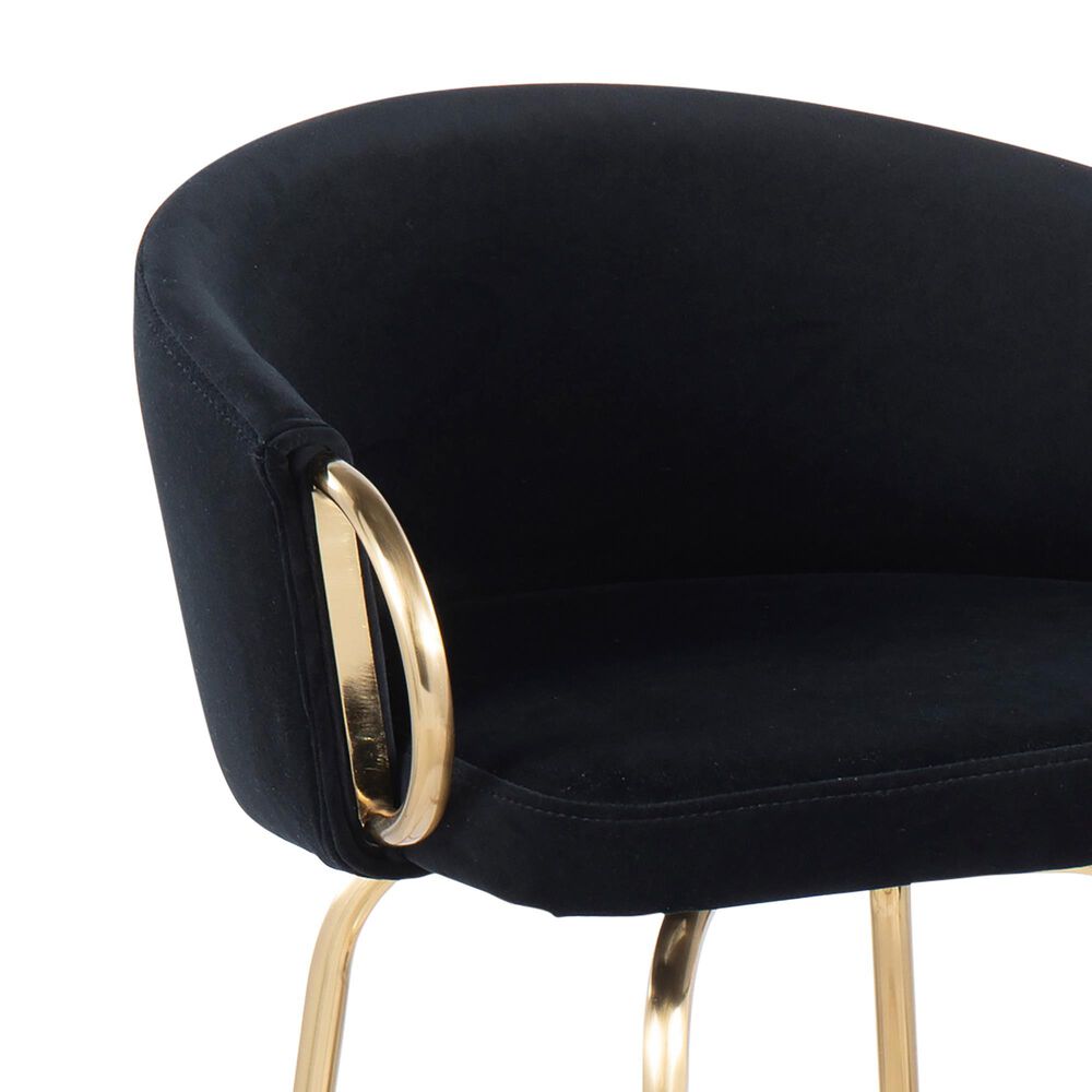 Lumisource Claire Barstool with Black Cushion in Gold &#40;Set of 2&#41;, , large