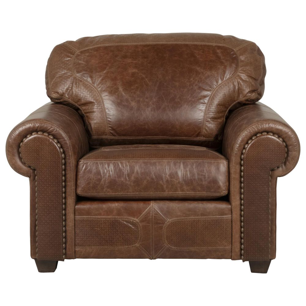 Stickley Furniture Santa Fe Leather Chair with Nailhead Trim in Aged Old Leather, , large