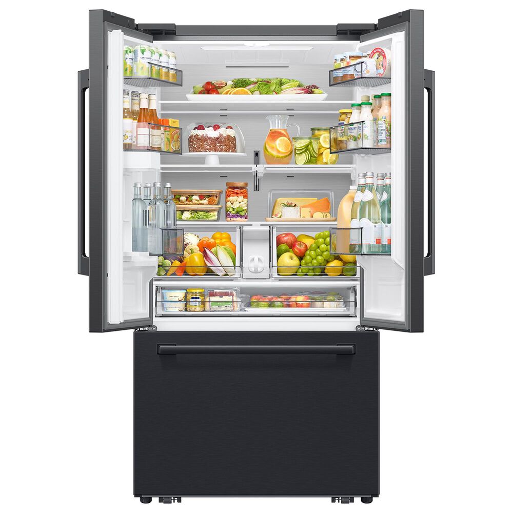 Samsung Bespoke AI 30 Cu. Ft. French Door Refrigerator with Zero Clearance Fit and In-Door Tall Water Dispenser in Matte Black Steel, , large