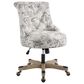 Linon Home Decor Sinclair Office Chair with Floral Gray Cushion in Grey Wash, , large