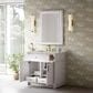 James Martin Bellshire 36" Single Bathroom Vanity in Bright White with 3 cm Siberian Silestone Top and Rectangular Sink, , large