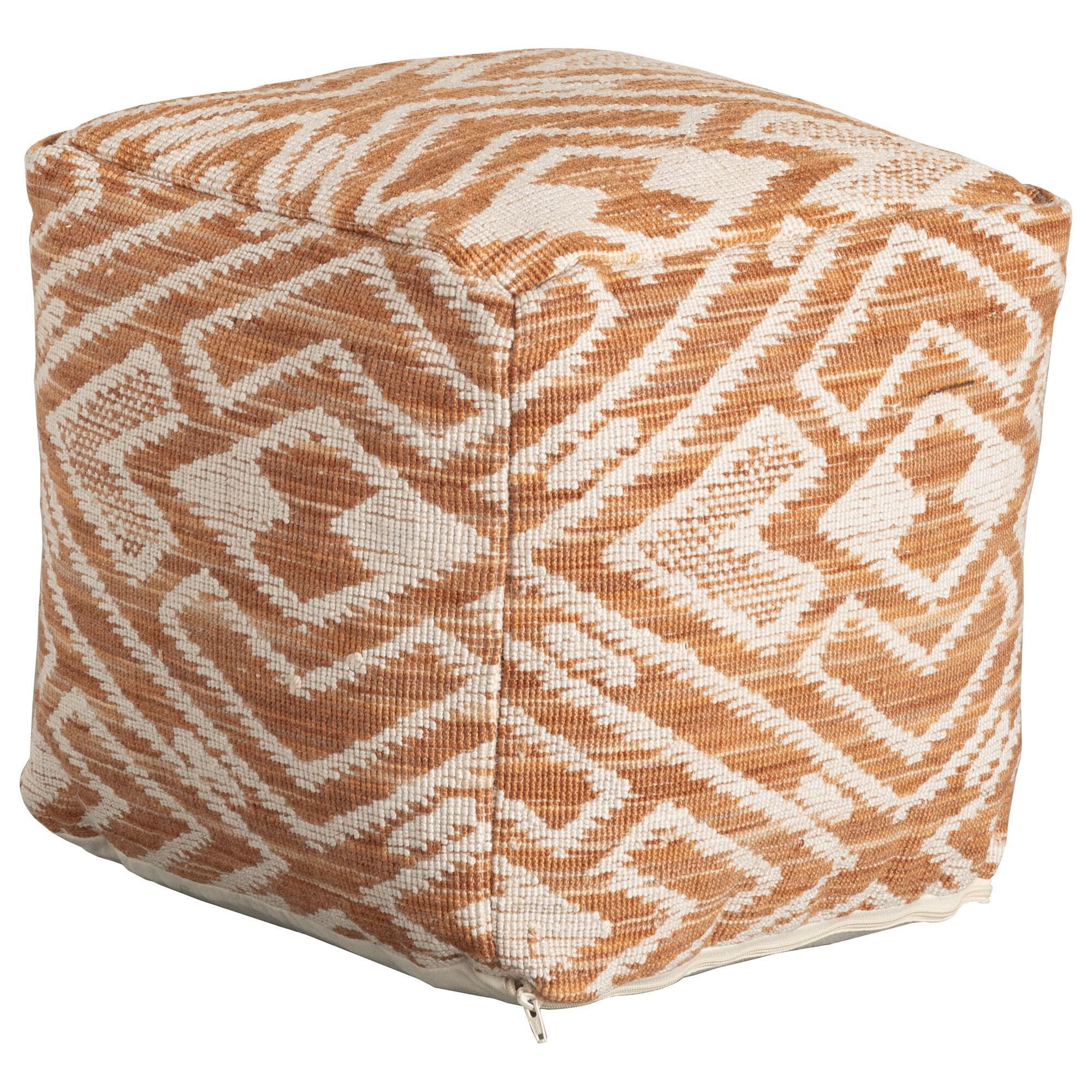 Blue Sun Designs Leana Pouf Ottoman in Terracotta