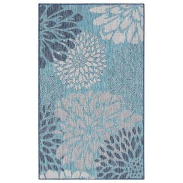 Nourison Garden Oasis GOA06 Navy 3" x 5" Indoor/Outdoor Area Rug, , large