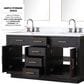 Lexora Home Abbey 60" Double Bathroom Vanity in Black Oak with 2 cm White Carrara Marble Top and Rectangular Sinks, , large