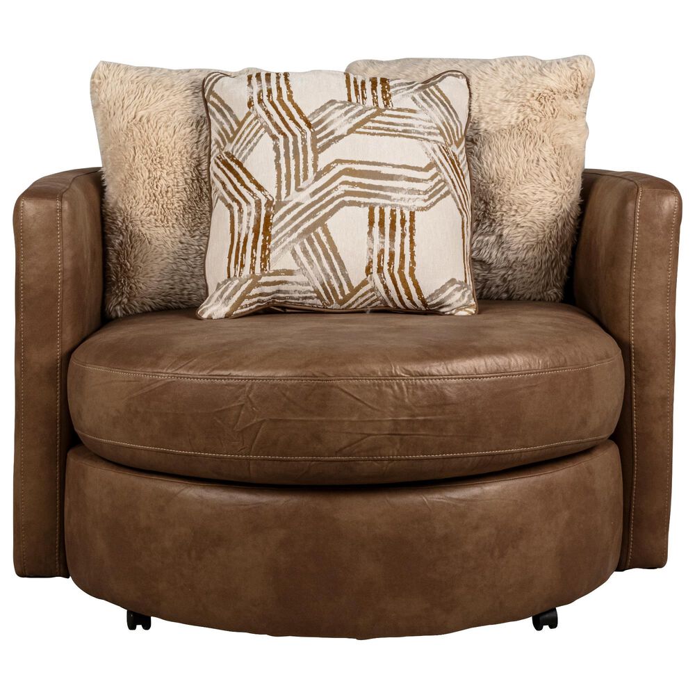 Albany Furniture Swivel Pod Chair in Crow Camel, , large