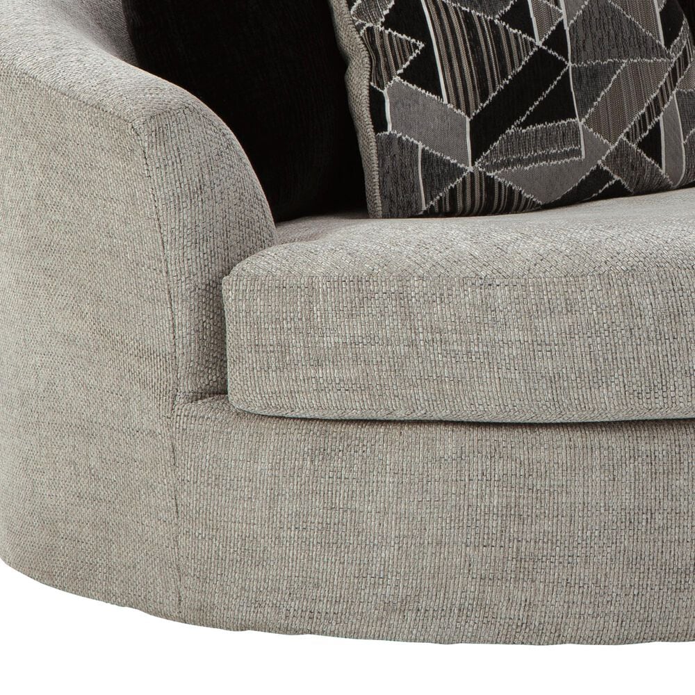 Signature Design by Ashley Megginson Oversized Round Swivel Chair in Storm, , large
